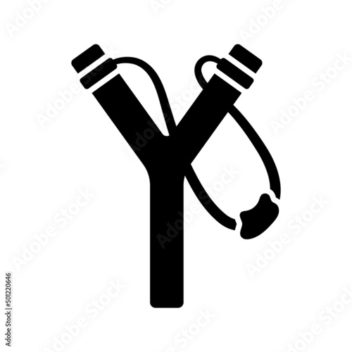 Slingshot icon. Black silhouette. Front view. Vector simple flat graphic illustration. Isolated object on a white background. Isolate.