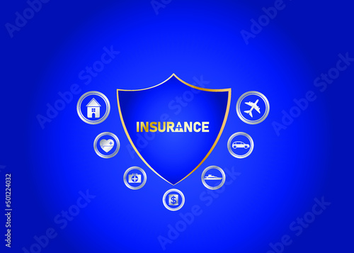 Insurance - outline icon set, vector, simple thin line icons collection