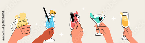 Set of drinks