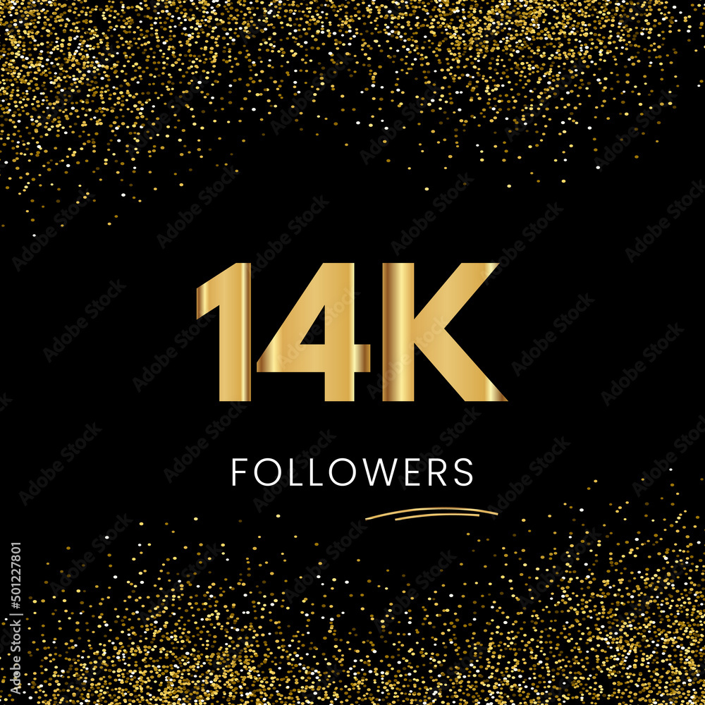 Thank you 14K or 14 Thousand followers. Vector illustration with golden ...