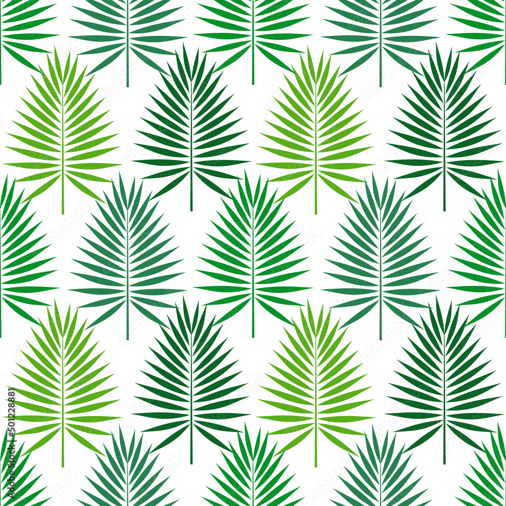 Palm leaves green botanical seamless pattern.