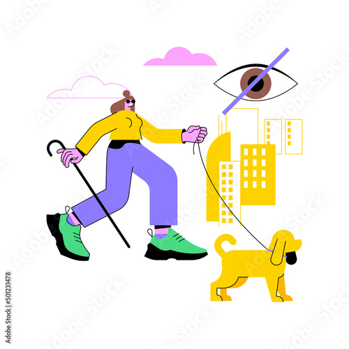 Blindness and vision loss abstract concept vector illustration. Vision problem, temporary sight loss, blindness diagnostic, eyes condition, visit ophthalmologist, symptom abstract metaphor.