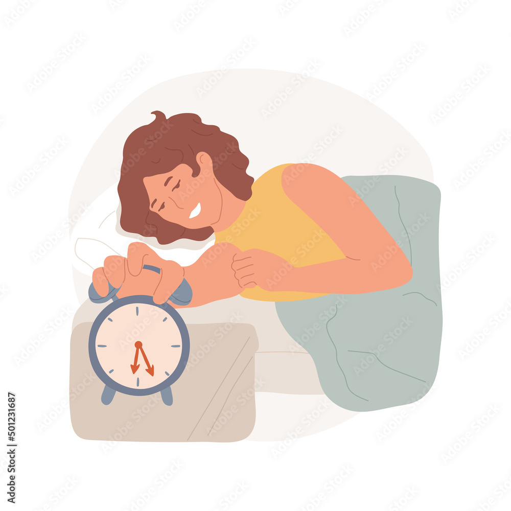 Waking up isolated cartoon vector illustration. Person holding hand on