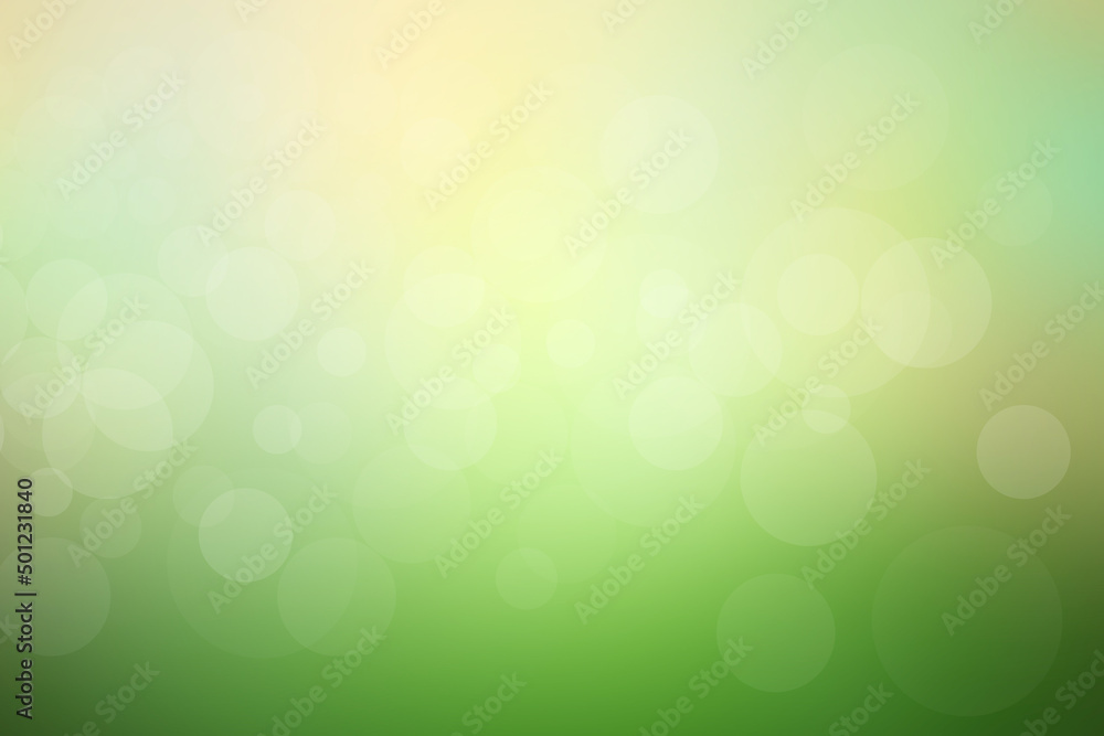 Blur circle bokeh green leaf background. Blurry yellow leaves rays light flare nature backdrop. Blur circle bokeh green leaf background. Blurry yellow leaves rays light flare nature backdrop.