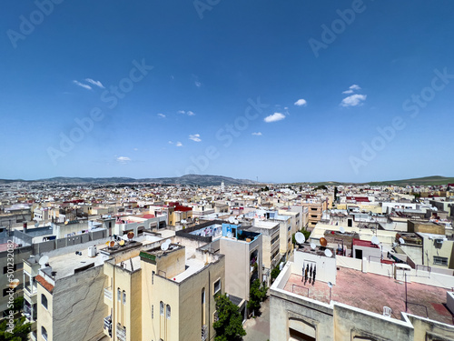 Aerial view over an urban neighborhood in Morocc photo