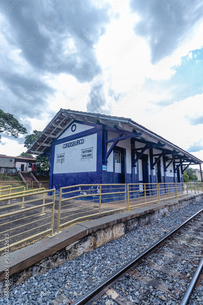 old railway station in the city of Cordisburgo, State of Minas Gerais, Brazil
