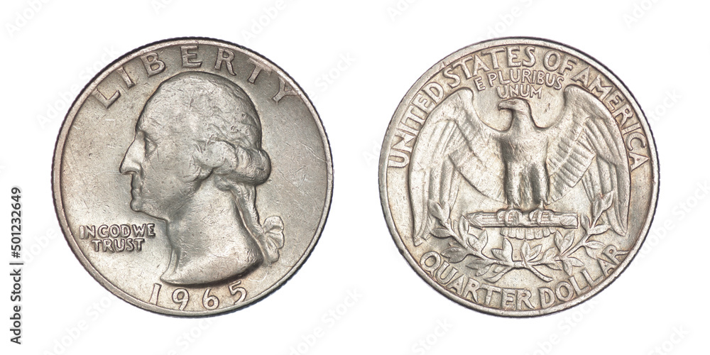 US ¼ dollar, 1965 Washington's Quarter Stock Photo Adobe Stock