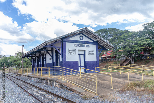 old railway station in the city of Cordisburgo, State of Minas Gerais, Brazil photo