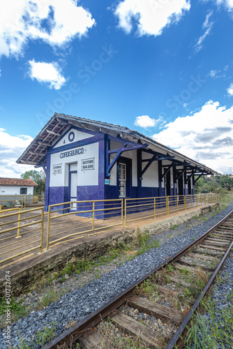 old railway station in the city of Cordisburgo, State of Minas Gerais, Brazil