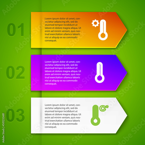 Set line Meteorology thermometer, , and UV protection. Business infographic template. Vector