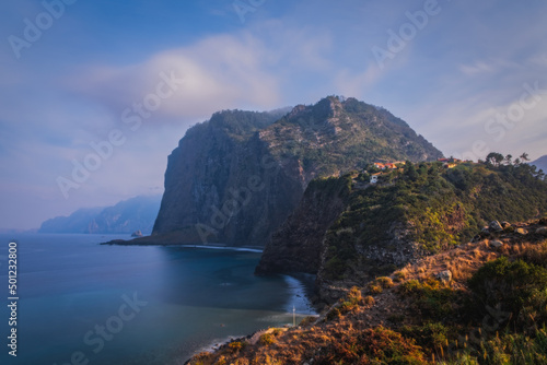 Porto da Cruz village with Eagle Mountain and coast, Madeira, Portugal. October 2021 © Сергій Вовк