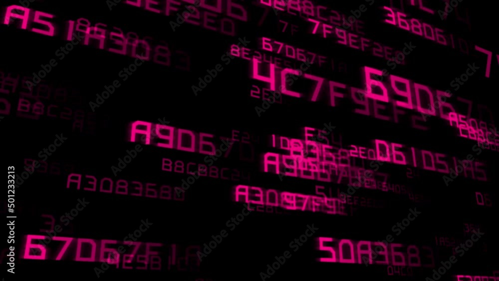 16進数をイメージした文字列が水平に流れる(マゼンダ色) 16進数をイメージした文字列が水平に流れる(マゼンダ色)