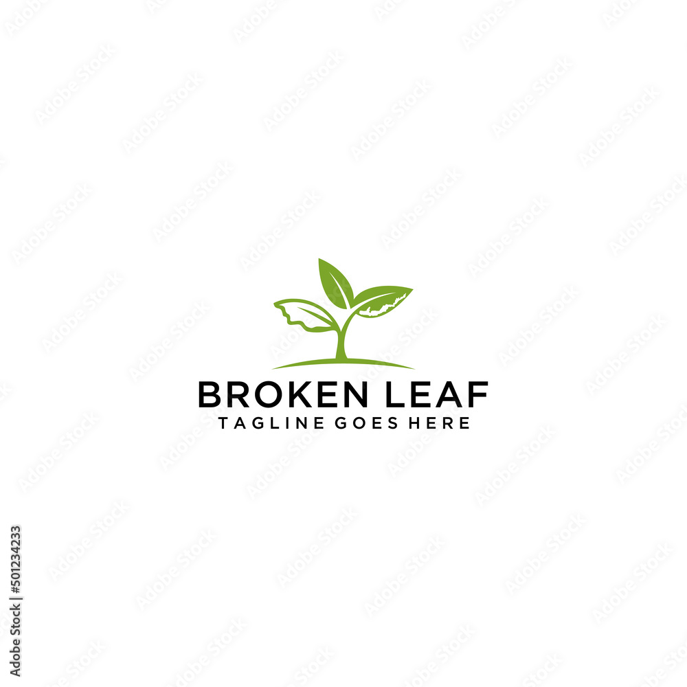 Broken leaf logo sign design Broken leaf logo sign design