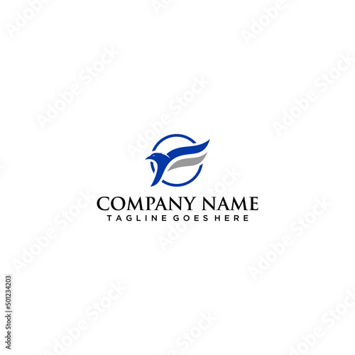letter f falcon eagle head logo sign design