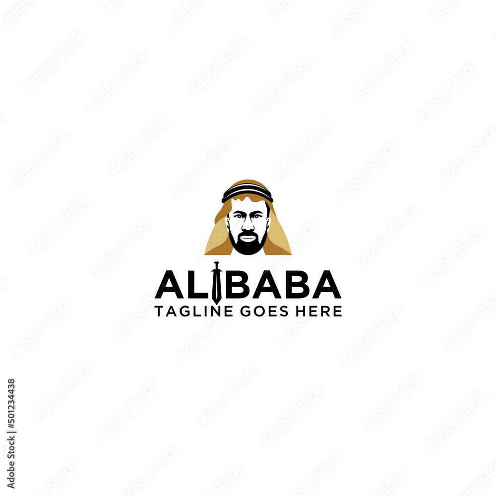Letter A and Arabian man whiskers with Turban logo Letter A and Arabian man whiskers with Turban logo