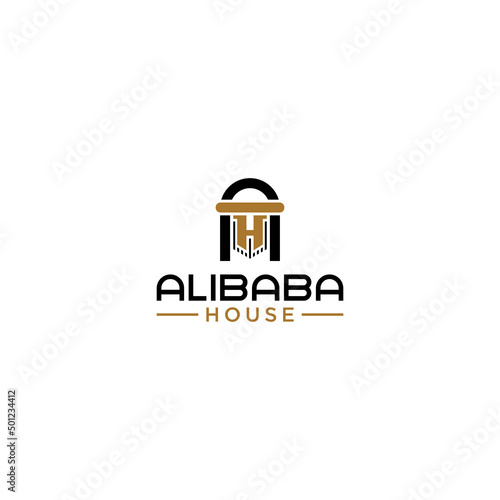 AH or HA letter and arabic man logo sign design
