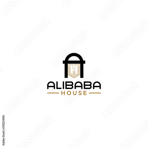 AH or HA letter and arabic man logo sign design