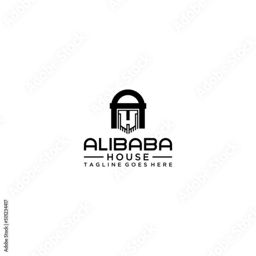 AH or HA letter and arabic man logo sign design