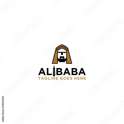 Letter A and Arabian man whiskers with Turban logo