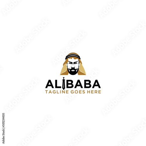 Letter A and Arabian man whiskers with Turban logo