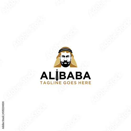 Letter A and Arabian man whiskers with Turban logo