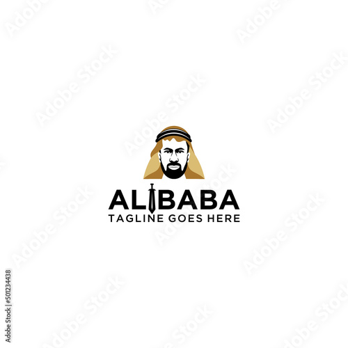 Letter A and Arabian man whiskers with Turban logo