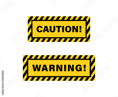 warning caution tape background. Blank warning sign with black and yellow line striped. danger attention frames border
