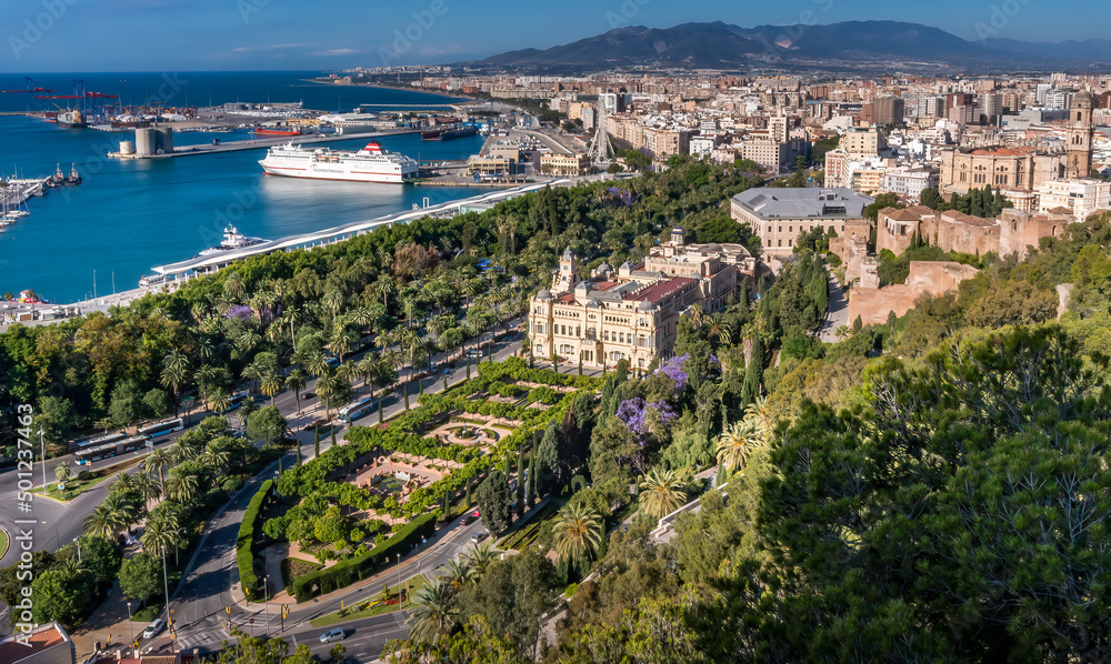 Panorama view of Malaga, Spain