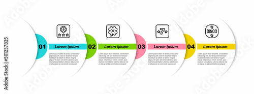 Set line Online poker table game, Casino slot machine, and Bingo. Business infographic template. Vector