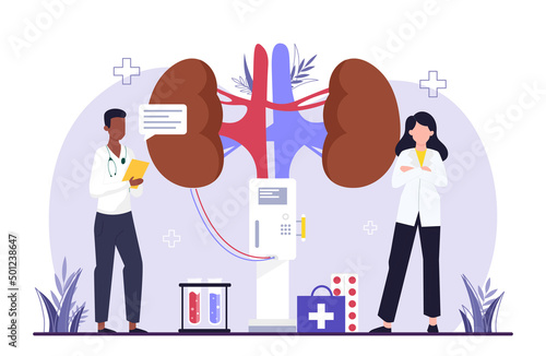 Doctor performs hemodialysis