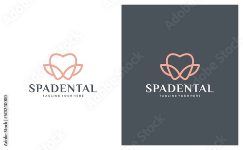 vector logo illustration of abstract dental and leaf logo