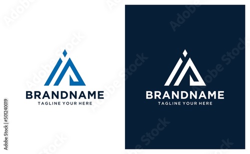 Initials Letter IA Triangle  Abstract Monogram Vector Logo Design.