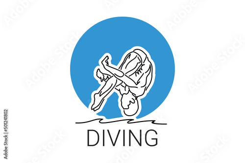 Diving (sport) vector line icon. swimmer with diving sport. sign. sport pictogram illustration