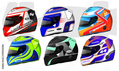 Sports racing helmet template vector design