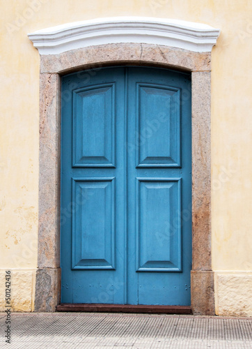 old  wooden blue door in brazil  © Miriana