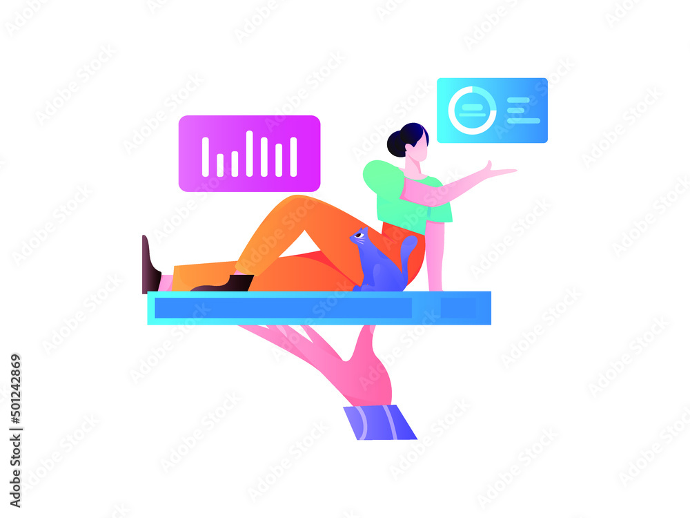 Fototapeta premium Internet workers collaborating with each other vector concept illustration 