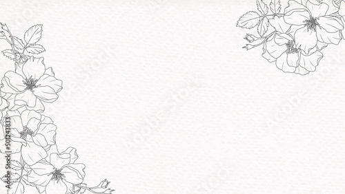doodle line art rose flower bouquet on paper background