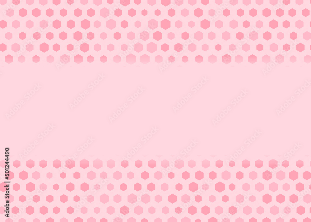 Pink hexagonal dots with copy space on the background
