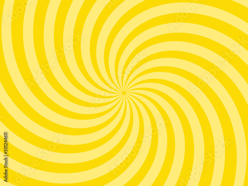 Shiny yellow vortex radiate from the center of the background.
