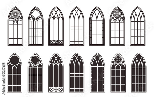 Fotografiet Gothic windows outline set