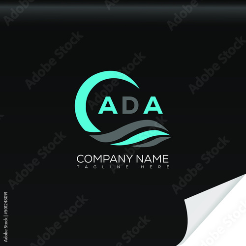 ADA logo monogram isolated on circle element design template, ADA letter logo design on black background. ADA creative initials letter logo concept.  ADA letter design.