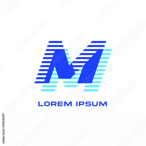modern alphabet m logo with stripe