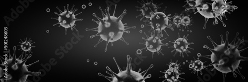 Leinwand Poster Corona virus background, pandemic risk concept. 3D illustration
