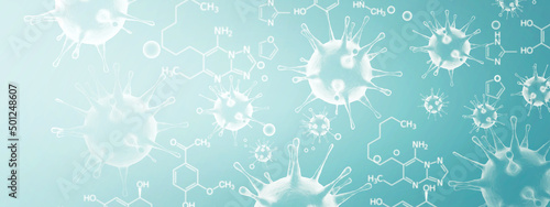 Foto Corona virus background, pandemic risk concept. 3D illustration