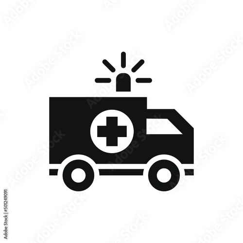 Ambulance icon, glyph emergency car, medicine van, care medic support, solid style web symbol on white background. Vector illustration EPS 10