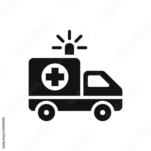 Ambulance icon, glyph emergency car, medicine van, care medic support, solid style web symbol on white background. Vector illustration EPS 10