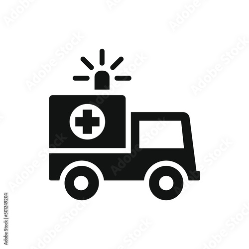 Ambulance icon, glyph emergency car, medicine van, care medic support, solid style web symbol on white background. Vector illustration EPS 10
