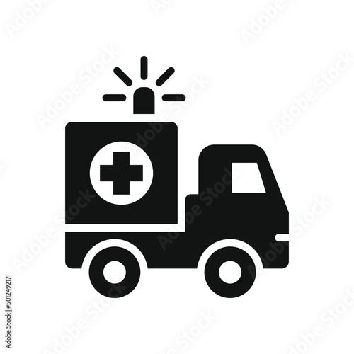 Ambulance icon, glyph emergency car, medicine van, care medic support, solid style web symbol on white background. Vector illustration EPS 10