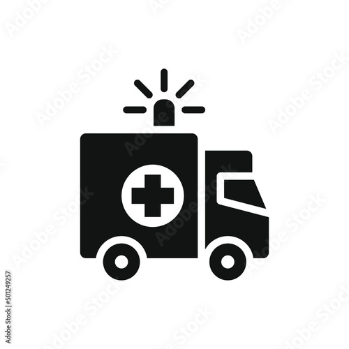 Ambulance icon, glyph emergency car, medicine van, care medic support, solid style web symbol on white background. Vector illustration EPS 10