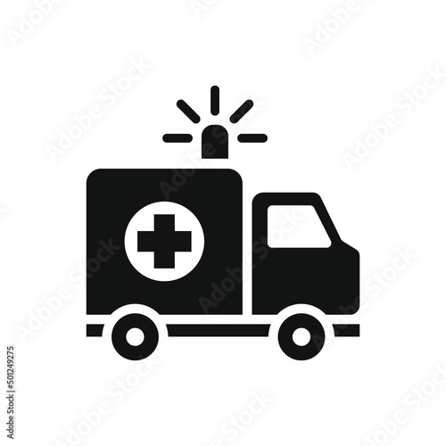 Ambulance icon, glyph emergency car, medicine van, care medic support, solid style web symbol on white background. Vector illustration EPS 10